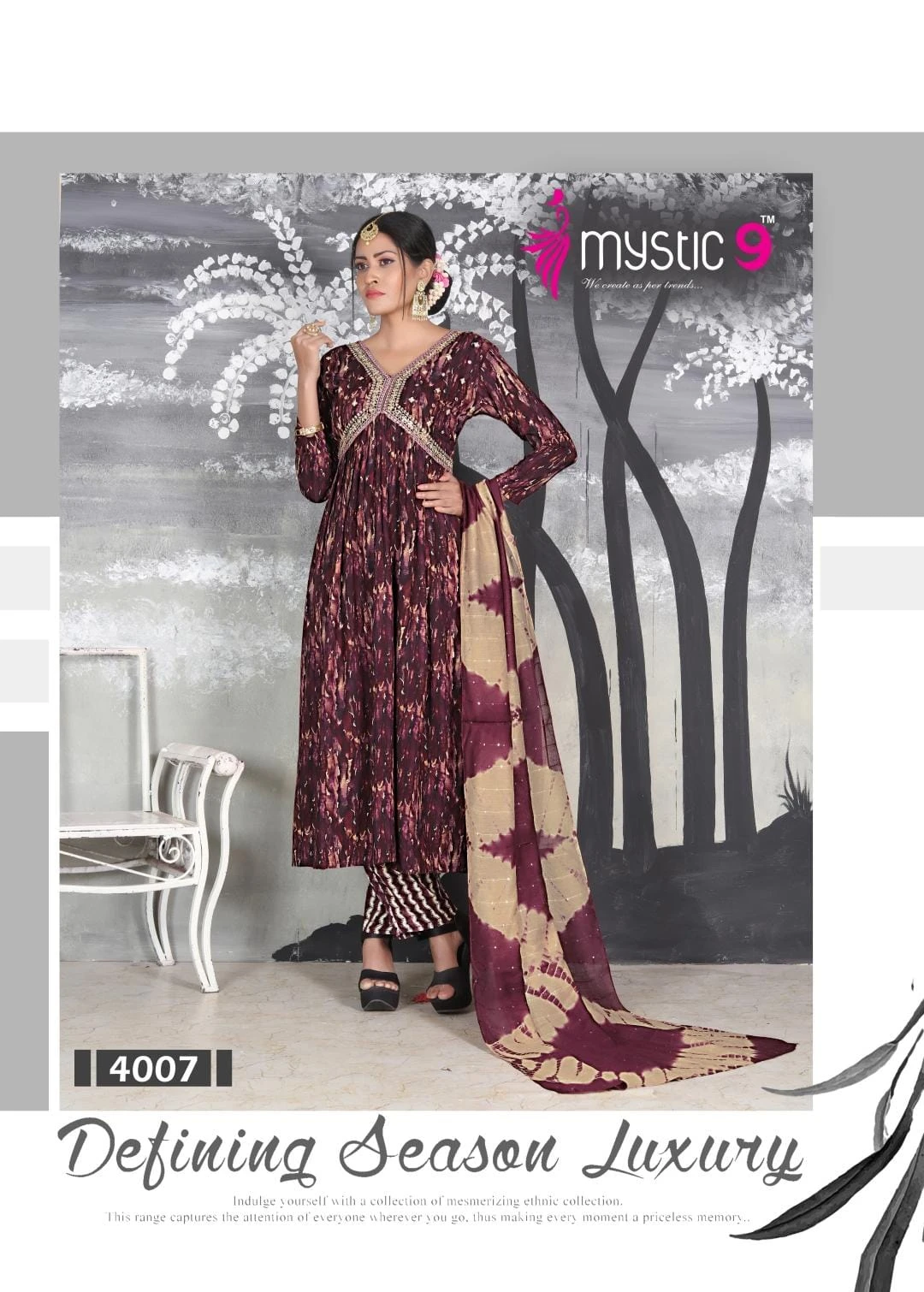 Mystic 9 Pooja Vol 4 Heavy Foil Print Wholesale Readymade Salwar Suit Catalog — Wholesale Salwar Suits, MPA wholesale from Surat — view 9